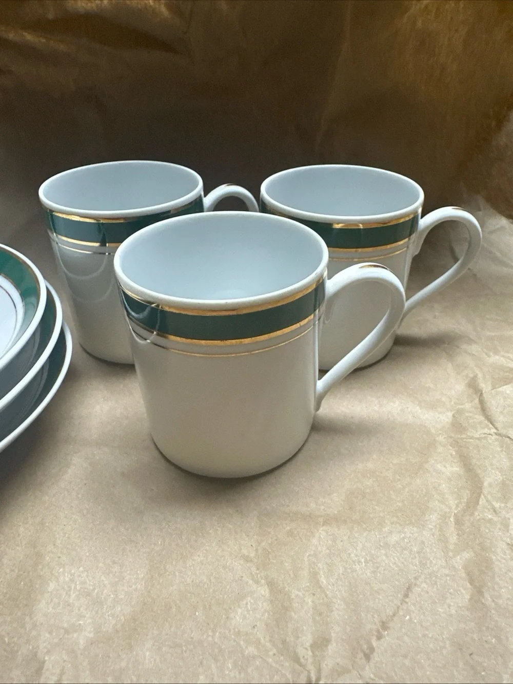 Crown Porcelain Prestige Demitasse/Espresso set of 3 Cups & Saucers